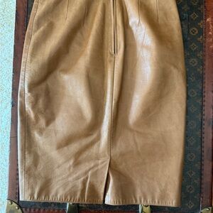 Fendi Tan Leather Pencil Skirt